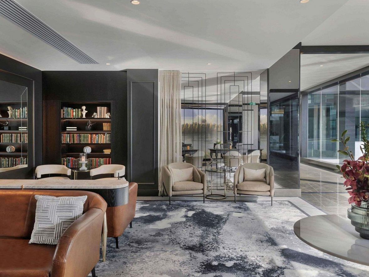 Luxury Suite with living area, fireplace and alpine views